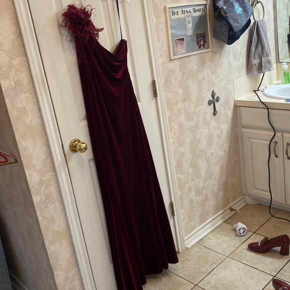 David Meister Size 10 Burgundy Velvet Formal - Picture 1 of 3